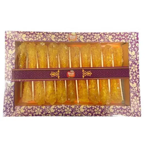 Saffron-Infused Rock Candy Sticks, Sweetener for Tea & Warm Drinks, Rich Aroma, Golden Color, Authentic Mediterranean Flavor for Persian Tea Time Snack