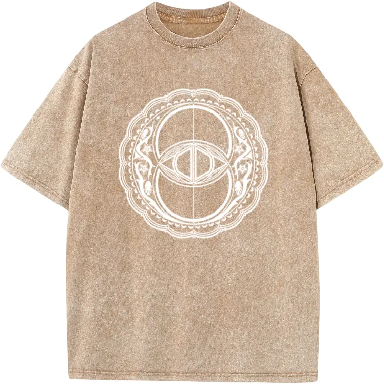Vesica Piscis Celtic Symbol T-Shirt - Sacred Geometry Design, Black Cotton, Loose Fit, Round Neck, Casual Wear, Spiritual Apparel Celtic Design Stretchy Fabric Cotton Men's Round Neck Short Sleeves T-shirt 180g