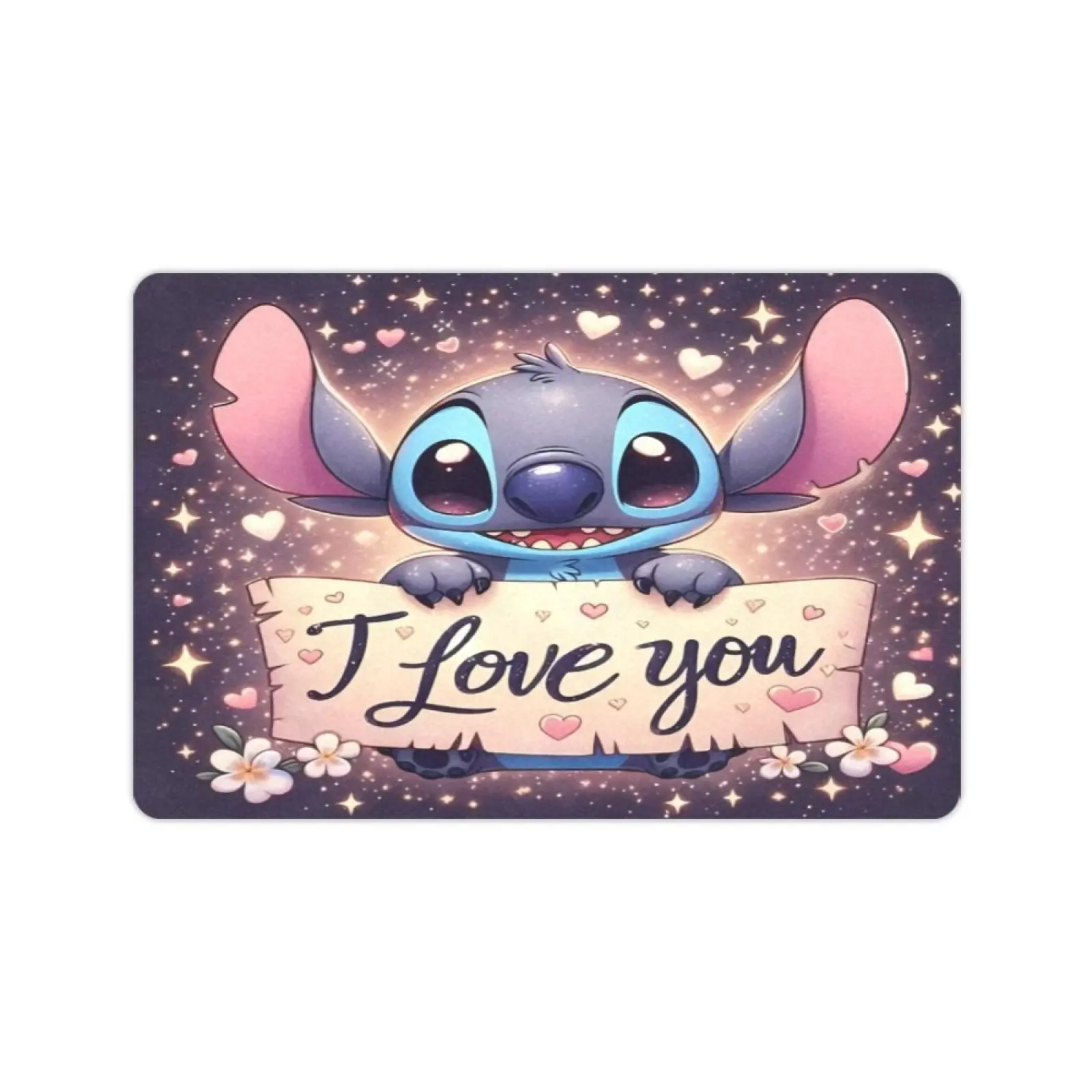 DISNEY CLASSIC Stitch I Love You Print Doormat, Romantic Cute Cartoon Non Slip Floor Rug, Valentine’s Day Indoor Outdoor Entrance Mat For Couple Home Decor