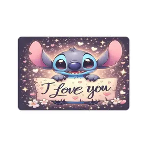 DISNEY CLASSIC Stitch I Love You Print Doormat, Romantic Cute Cartoon Non Slip Floor Rug, Valentine’s Day Indoor Outdoor Entrance Mat For Couple Home Decor