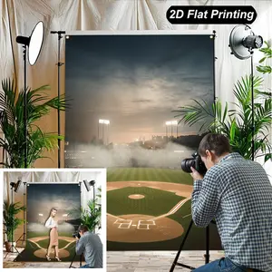 2D Flat Banner,1pc Party Banner, Baseball Digital Backdrops, Baseball Stadium Lights, Baseball Field Backgrounds, Softball Background, Baseball Backdrop, Smoke Effect Perfect for Holiday Parties, Home Decor & Studio Props Holiday Decorations
