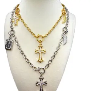 Ozzy Charm Necklace with Removable Charms for Versatile Look 18K Gold Plated 316L Stainless Steel Rock Inspired Custom Design