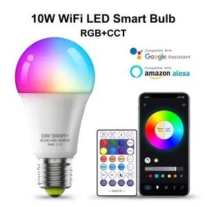 1Pc Smart RGB Color Changing LED Light Bulb, Remote Control Dimmable Multi-Color Bulb, No HUB Needed, Compatible with Alexa & Google Assistant