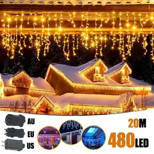 20M LED Icicle String Lights – 40 Drops, 8 Modes, Waterproof Christmas Decor