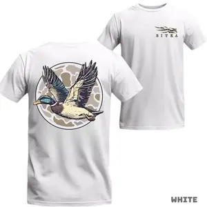 unknown Sitka T-Shirt - Flying Mallard Duck  with Circular Camo - Fashion Cotton   T-Shirt, Streetwear Crewneck Menswear Tops, Duck Hunting Shirt, cape let bee eugene emo clothes new york outfit affliction hoodie deku  outfits good graphic tees