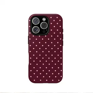 Simple Fashion Wine Red Polka Dots Phone Case for iPhone17 17Air 16ProMax 16e 15 14 14 12mini 7Plus XR 2in1 glossy case