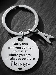 Personalized Initial a Keychain, Engraved 'i'll Always Be There I Love You' Key Ring, Stainless Steel Sentimental Gift for Loved Ones