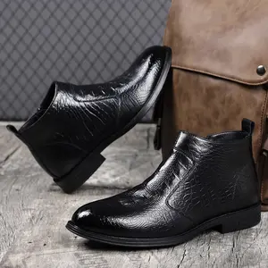 Step Up Your Style-Men’s Premium Chelsea Boots | Sleek Crocodile Texture Design