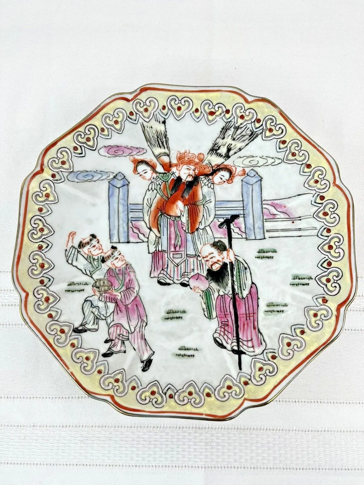 Vintage Handmade China Macau Porcelain Ware Decorative Plate 8.5" Diameter