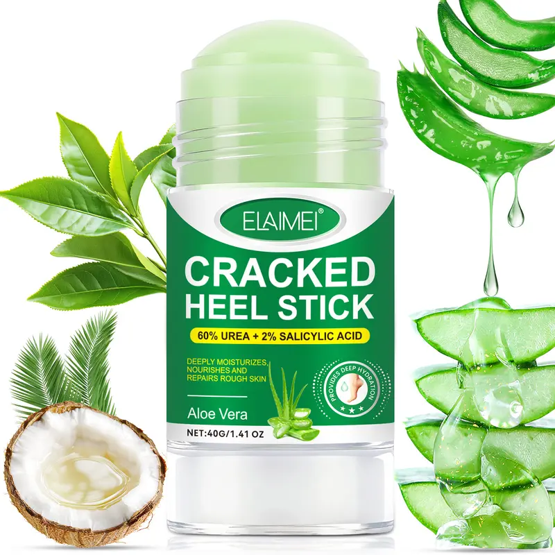 Elaimei Salicylic Acid Anti-Crack Foot Cream Stick - Adult Intensive Foot Care Product with 60% Urea, Avocado, Aloe Juice, Coconut Oil, 3-Year Shelf Life for Dry Heel Hydration & Restore