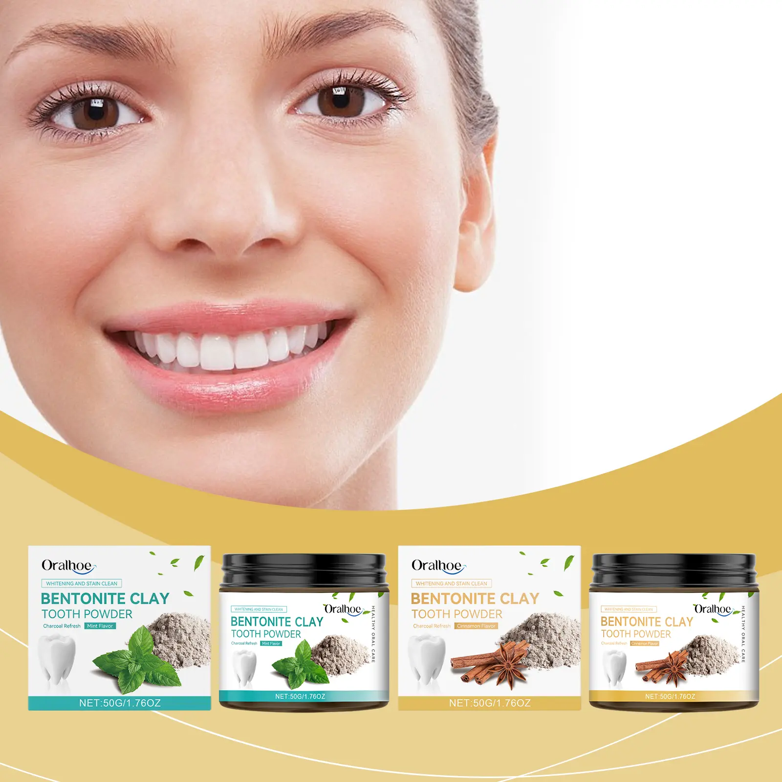 Oralhoe Volcanic Ash Bentonite Tooth Powder Teeth Cleaning Tooth Powder Removes Stains Maintains Oral Hygiene