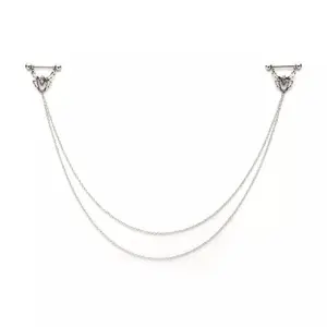 Double Chain Connecting CZ Crystal Spider Nipple Piercing Barbells - 316L Stainless Steel