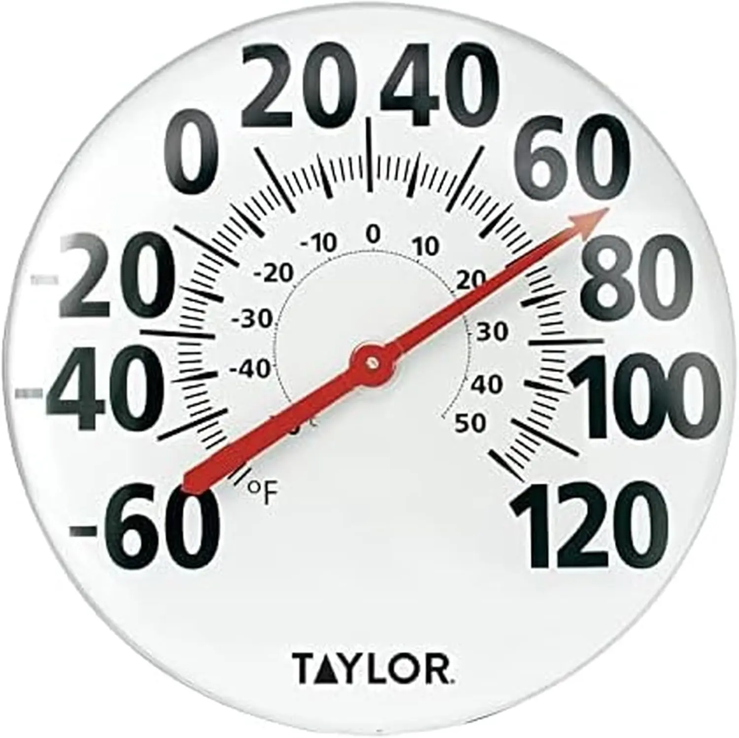 Extra Large Metal Wall Indoor Outdoor Thermometer, Easy to Read Numbers for Patio, Pool, and Indoor Areas, 18 inch, White