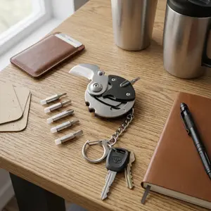 6-in-1 EDC Multi Tool Keychain - Bottle Opener, Foldable Knife, Assorted Screwdrivers, Key Holder (Hand Tool for Daily Carry)