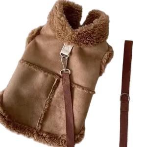 Suede & Polyester Fiber Pet Coat, Multi-Size Versatile Winter Dog & Cat Costumes (Leash Not Included)