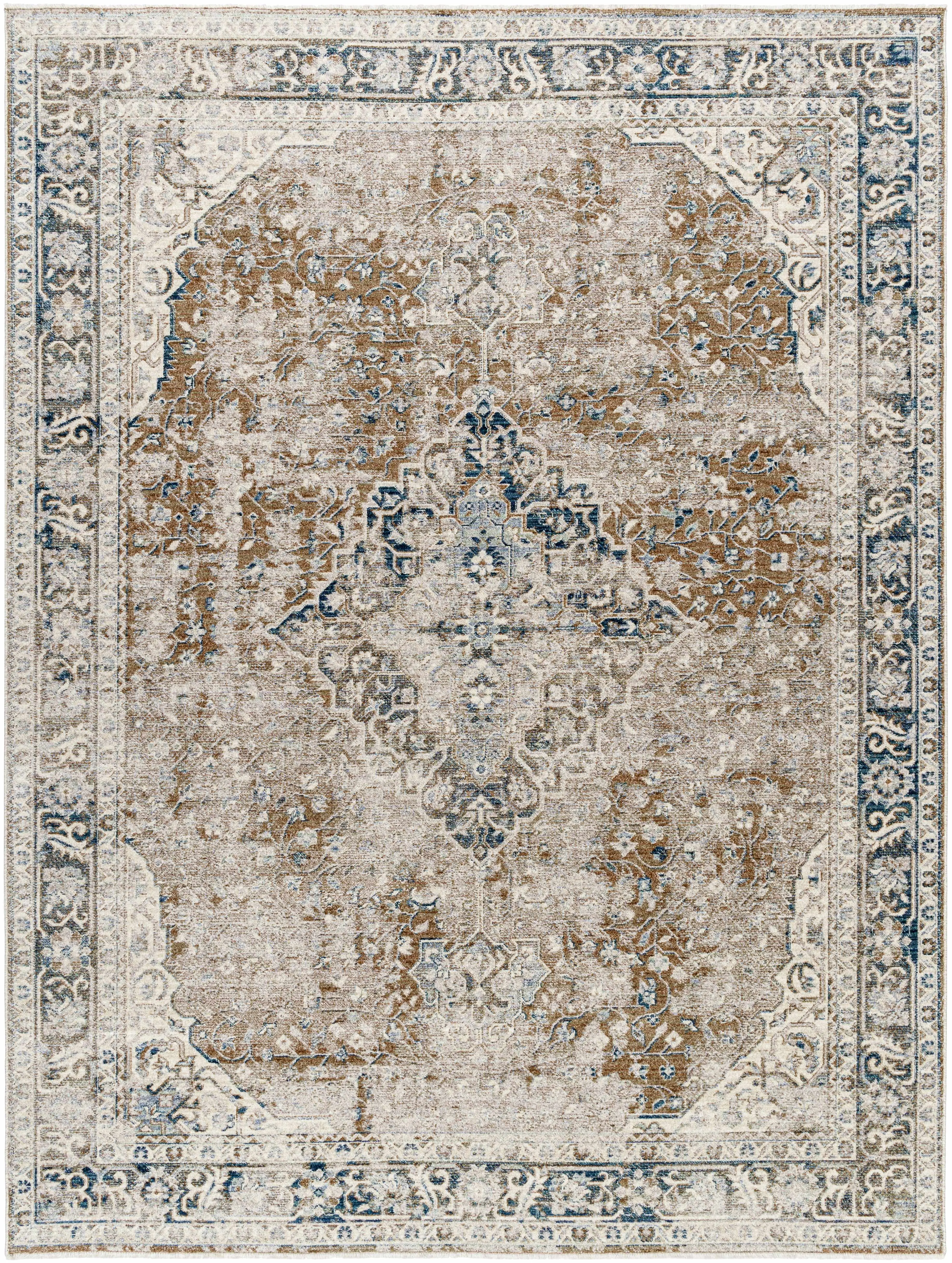 Jemma Brown Print Area Rug, Ornamental Scandinavian Style Room & House Decor - Clearance, Room Decor