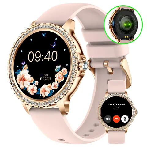 JELLOO Women's Gadget Style Chargeable Sports Smart Watch (1.32'' Digital Screen) - 230mAh, Silicone-Metal Build, Wireless Call, Message Notifications, Music Player, Multiple Sports Modes, Pedometer for Android Phones (Smart & Wearable Devices)