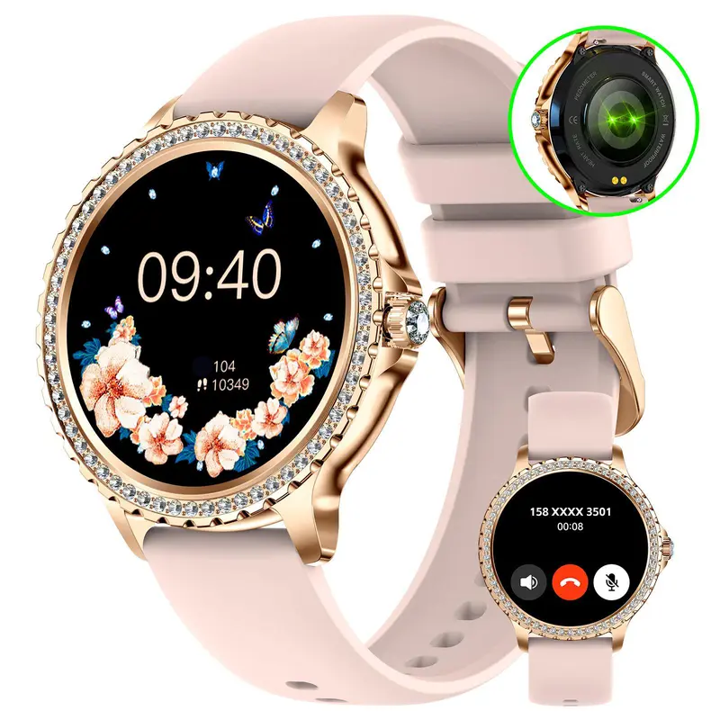 JELLOO Women's Gadget Style Chargeable Sports Smart Watch (1.32'' Digital Screen) - 230mAh, Silicone-Metal Build, Wireless Call, Message Notifications, Music Player, Multiple Sports Modes, Pedometer for Android Phones (Smart & Wearable Devices)