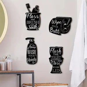 Modern Art Bathroom Wall Decor Set, Shower Home Decoration, Handmade Wooden Paper Towel Holder, Durable Material Gift for Interior Designers