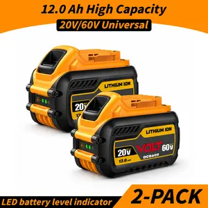 12.0Ah 20V/60V Dual-Voltage Lithium-Ion Replacement Battery, for Cordless Power Tools, Compatible with DCB606 DCB609 DCB612 high-capacity outdoorfun