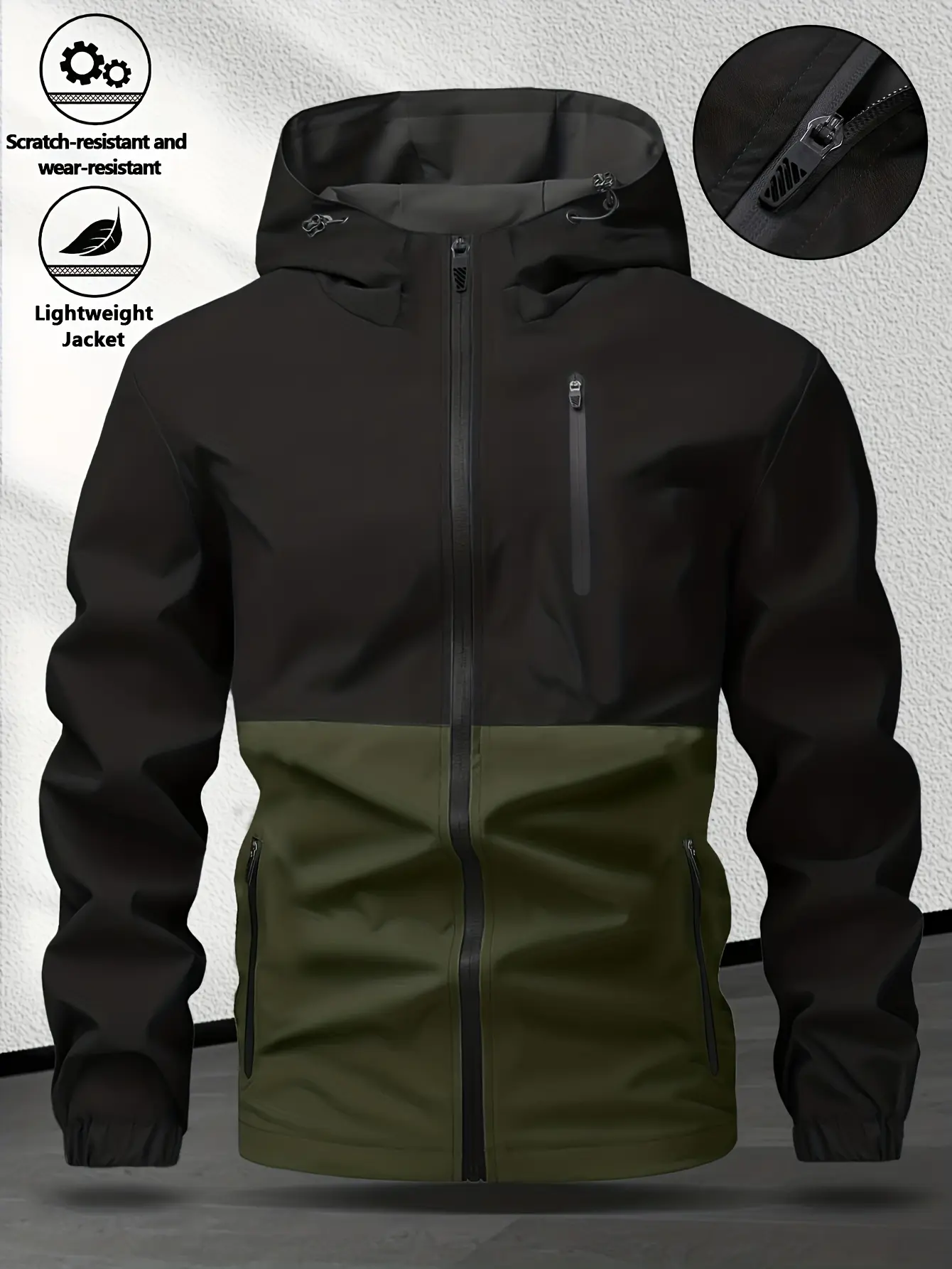 Men’s casual color-block outdoor mountaineering sports windbreaker jacket with multiple pockets