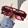 【Black Friday】Red-Framed Fashionable Sunglasses for Women, Beach Accessories, Summer Casual Oversized Square Frame Sunglasses, Outdoor & Back-To-School Accessory, Trendy Sunglasses