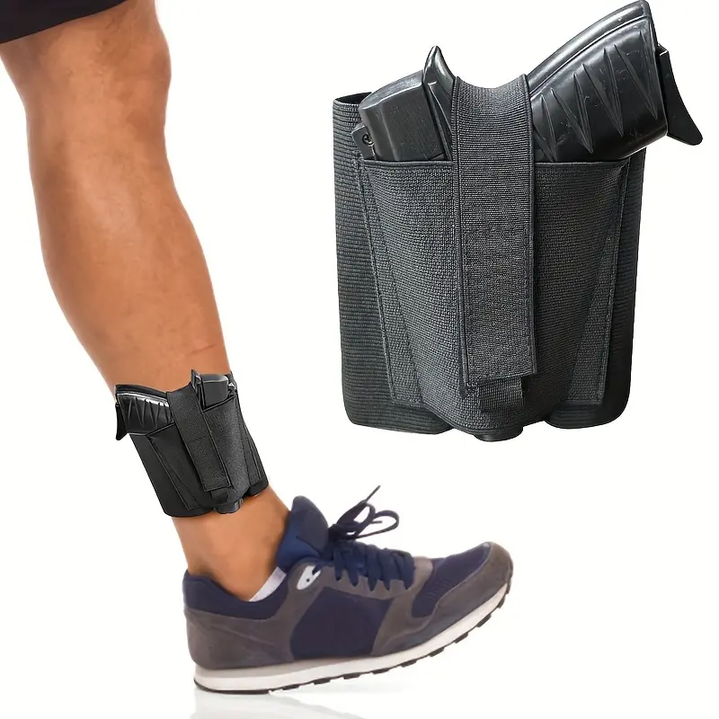 Neoprene Ankle Holster for Concealed Carry - Secure, Ambidextrous, Leather Exterior, Padded Elastic Strap, Deep Hidden Pocket, Concealment Feature, Prop 65 Safe No Harm Men's Belt Bag Accessory for Luggage & Bags, Adults, 1Pcs, Invisible Waist Holster Cli