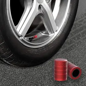 CKAuto Tire Valve Stem Caps, Red, 4 pcs/Pack, Anodized Aluminum Tire Valve Cap Set, Corrosion Resistent
