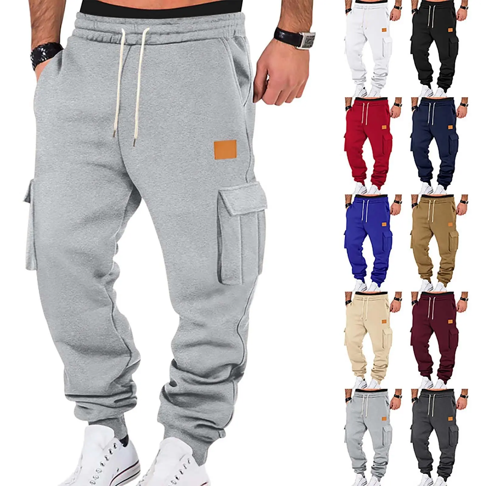 Men's Cargo Joggers - Mens Clothing, Colorful All-Purpose Cargo Pants with 10 Colors, Multiple Pockets, Elastic Waist Drawstring, Slim Fit Streetwear Trousers for Outdoor Sports, Daily Wear - S-3XL Sizes, All-Purpose Men's Pants, Men's Clothing, Sizes S-3