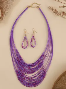 Cross-border European and American retro ethnic style exaggerated necklace Korean bohemian multi-layered millet bead string bead long sweater chain