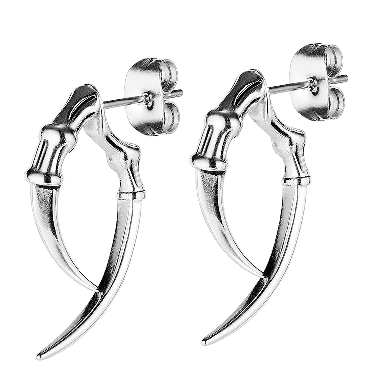 OIDEA Skull Claw Stud Earrings, Stainless Steel Gothic Punk Cast Skeleton Hand Drop Earrings for Men, Anti-Rust Steel Halloween Rockstar Style Jewelry, Skull Earrings, Halloween Earrings