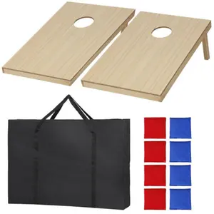 Answer E Cornhole Game Set 3x2FT Classic Size Wood Cornhole Boards 8 Bean Bags w/ Case