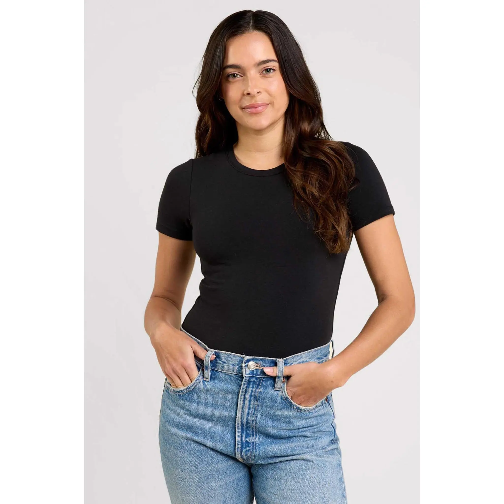 Cotton Stretch Short Sleeve Crewneck Bodysuit Cotton Stretch Short Sleeve Crewneck Bodysuit