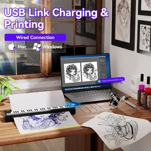 Wireless Compact Thermal Tattoo Stencil Printer – Inkless Office Equipment Part with 10pcs Transfer Paper, Compatible with Phone, Tablet & PC, for Tattoo Artists