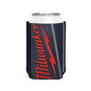 Milwaukee Black Printed Design Can Cooler Sleeve, Can Cooler, Durable Slip-Resistant Neoprene, Stylish Drinkware for Everyday