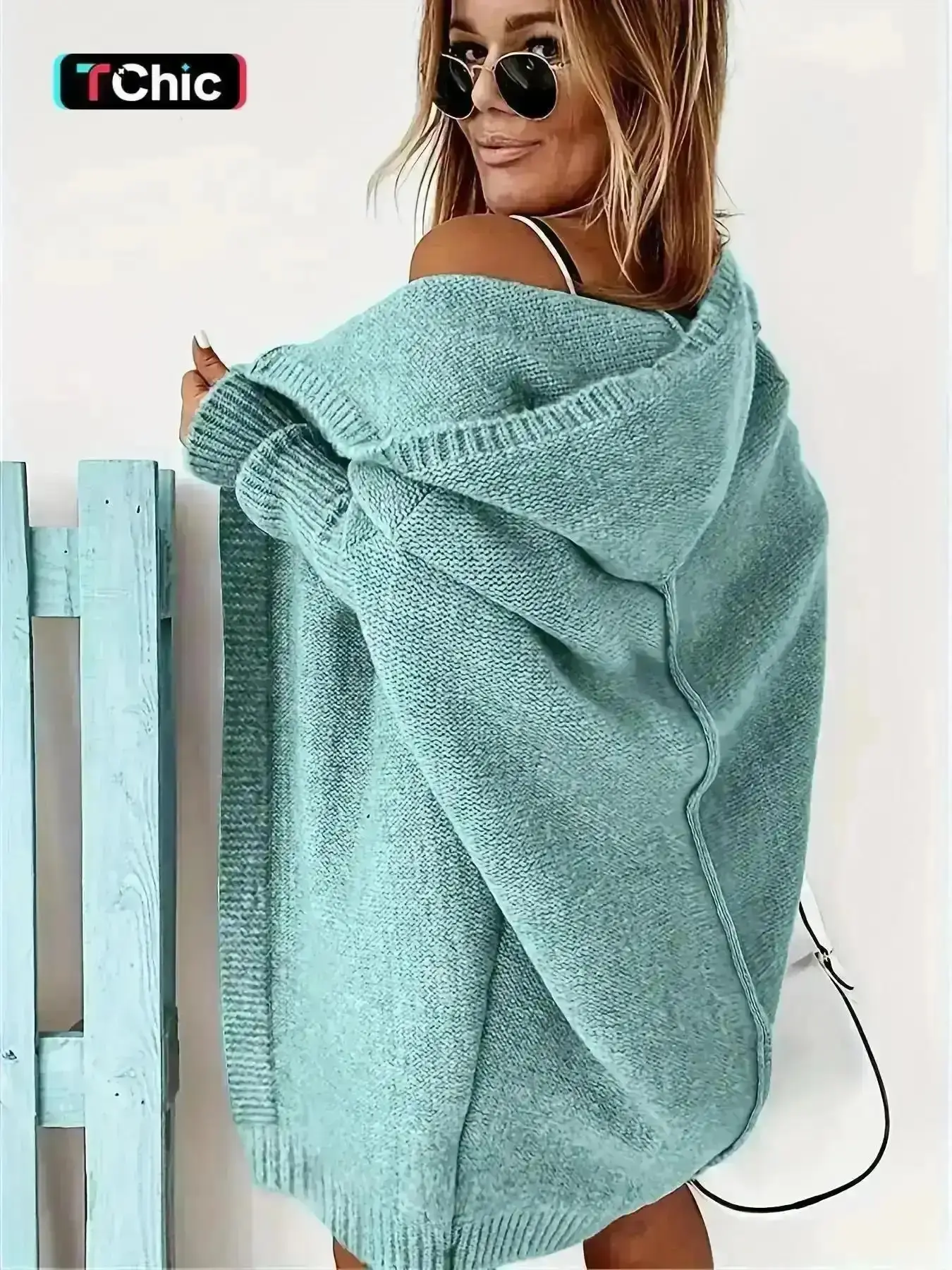 2026 Women's Plain Drop Shoulder Hooded Midi Cardigan Without Top, Casual Long Sleeve Open Front Knitwear for Daily Outdoor Wear, Women Knitwear, stylish design