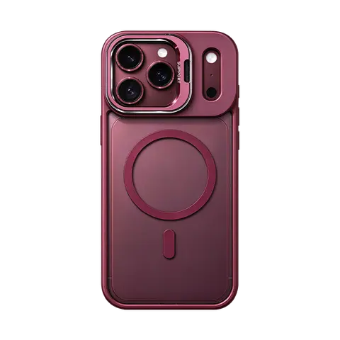 Clear Magnetic Case with Lanyar for iPhone 18 Pro Max 17 16 15 14 13 Plus Air, MagSafe Compatible, Built-in Stand, Camera Lens Protector, Scratch-Resistant Clear Back, Anti-Yellowing, Burgundy