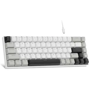 MageGee Portable 60% Mechanical Gaming Keyboard, MK-Box LED White Backlit Compact 68 Keys Mini Wired Office Keyboard with Red Switch for Windows Laptop PC Mac - Grey
