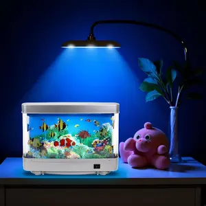 Fake Fish TankAquarium Decorative Ornaments - Mini Aquarium Lamp. Artificial Fish Lamp Aquarium - Virtual Ocean Moving Fish Night Light for Bedroom Décor. Gift for Kids and Cat Lovers, Home Decor