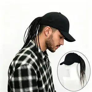 Hip-Hop Punk Baseball Cap with Braided Dreadlock Wig Adjustable Snapback Fiber for Motorcycle Style Urban Fashion