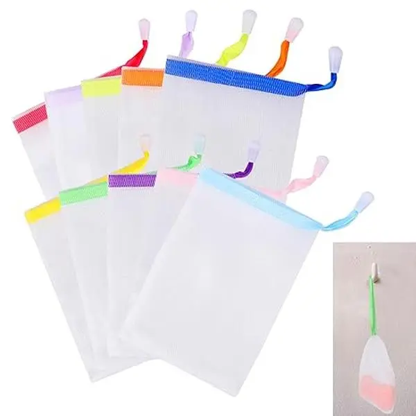 10/20 PCS Soap Bubble Pouch – Soap Saver Bag with Drawstring, Foam Net for Facial Cleansing & Body Wash, Soft Mesh Material Creates Rich Lather, Hanging Design for Quick Drying, Perfect for Soap Bars, Travel & Daily Bathroom Use