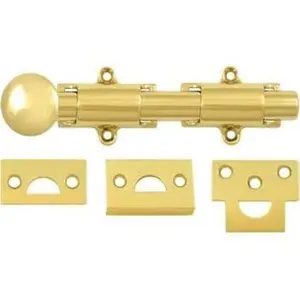 Deltana  Heavy Duty Surface Bolt in Unlacquered Brass - 6 in.