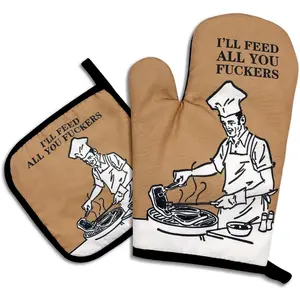 I'll Feed  You Fxxkers,Funny Oven Mitts and Pot Holders, Non-Slip Oven Mitts,Chef ,Housewarming  Ideas,Cooking Baking BBQ Gifts