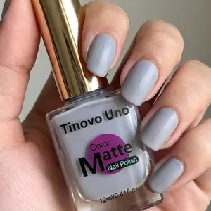 Tinovo Uno Matte Gray Nail Polish: Nail Art Polish, velvety matte finish, quick-drying, long-lasting, and durable; alcohol-free, no drying required; brightens the complexion and suits all skin tones; easy to apply