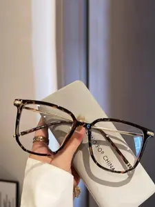 Classic Elegant Women's Flat Mirror, Leopard Pattern Eyeglasses, Suitable for Daily Life, Casual Activities, Office Commuting, Stylish and Versatile