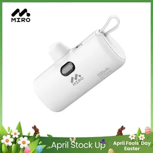B3 MIRO Power Bank – 5000mAh Compact Portable Charger, 22.5W Fast Charge, Dual Interface (Type-C & Lightning), White Capsule Design – Travel, Daily Use, Outdoor Adventures, Convenient Charging, Ideal Gift for Tech Enthusiasts & Frequent Travelers