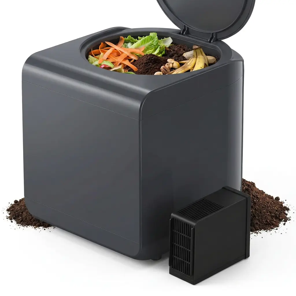 R500 Electric Kitchen Composter, 2.5L, Gray 4-hr Cycle, SHARKSDEN Tri-blade, 90% Reduction in Waste Volume Easy Use Family Mom Dad Kitchen Christmas Black Friday Use Smart Digital Environment Cheap Kitchen House Family Food yard Crops