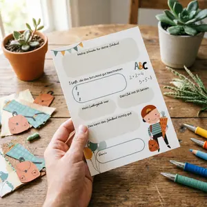 10 German Back-To-School Wishes Q&a Cards, Fun Party Message Papers, Interactive Growth Memory Game Props, Nostalgic School Event Cards