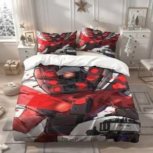 3Pcs Sound Robot Skibidi Toilet Mighty Debut Pattern Three-piece Set, Soft and Comfortable Bedding Set, Suitable for Family, Bedroom and Guest Room, Best Gift for Family, Friends and Lovers, Suitable for Bedroom, 1 Duvet Cover + 2 Pillowcases (No Insert)