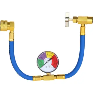 R134A AC Refrigerant Charge Hose, 1/2'' Acme Can Opener Tap Dispensing Valve, and Recharge Hose with  Gauge, Fits for  AC Air Conditioning Refrigerant